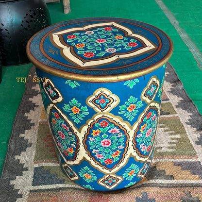 Hand-Painted Blue Wooden Table - Colorful Side Table, Unique Wood Coffee and Tea Table/wooden table | hand painted |living room | side table