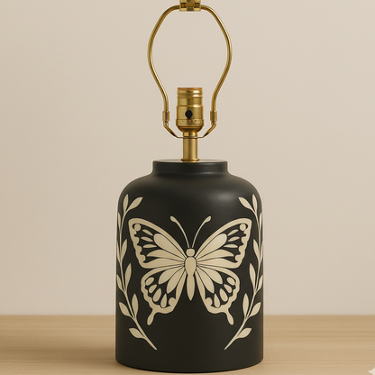 Wooden Bone Inlay Butterfly Pattern Lamp for Bedroom / Bone Inlay Bed Room Lamp / Bedroom Décor Lamp / Handmade Inlay Table Lamp Home Décor Accent Light