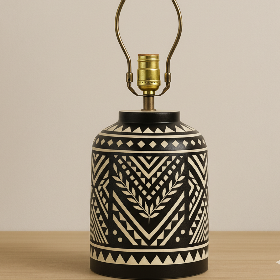 Wooden Bone Inlay Lamp for Bedroom / Bone Inlay Bed Room Lamp / Bedroom Décor Lamp / Handmade Inlay Table Lamp Home Decor Accent Light