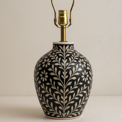 Wooden Bone Inlay Lamp / Bone Inlay Bed Room Lamp / Bedroom Décor Lamp / Handmade Inlay Table Lamp Home Decor Accent Light