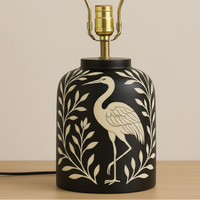 Wooden Bone Inlay Floral and swan Pattern Lamp for Bedroom / Bone Inlay Bed Room Lamp / Bedroom Décor Lamp / Handmade Inlay Table Lamp Home Decor Accent Light