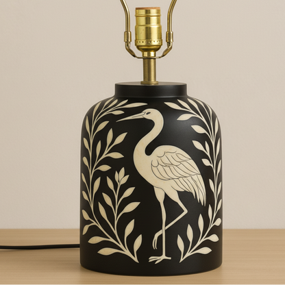 Wooden Bone Inlay Floral and swan Pattern Lamp for Bedroom / Bone Inlay Bed Room Lamp / Bedroom Décor Lamp / Handmade Inlay Table Lamp Home Decor Accent Light