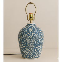 Wooden Bone Inlay Floral and Peacock Pattern Lamp for Bedroom / Bone Inlay Bed Room Lamp / Bedroom Décor Lamp / Handmade Inlay Table Lamp Home Decor Accent Light
