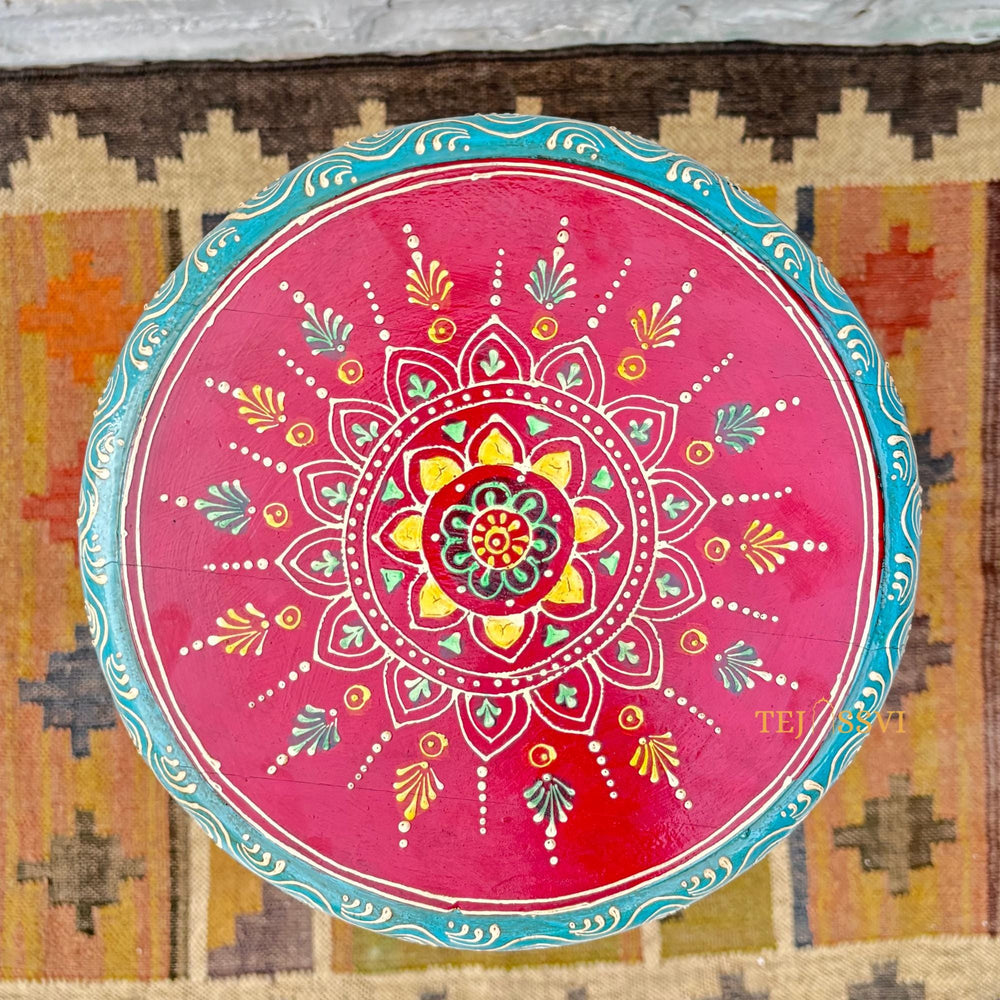 Handmade Hand Painted Round Side Table / Indian Painting Furniture Cabinet / Moroccan painted Furniture / Bedroom Furniture / Chest Of Dressers.