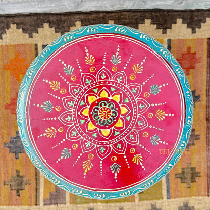 Handmade Hand Painted Round Side Table, Indian Painting Furniture Cabinet, Moroccan painted Furniture, Bedroom Furniture, Chest Of Dressers,