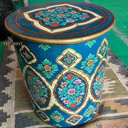 Hand-Painted Blue Wooden Table - Colorful Side Table, Unique Wood Coffee and Tea Table/wooden table | hand painted |living room | side table