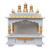 White Wooden Open Temple Pooja Mandir | Beautiful Wall Hanging Small Wooden Temple for Home | Wooden Prayer Room, Alter, Shrine, Pooja Ghar.