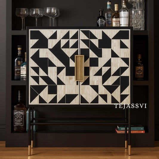 luxury Handmade Bone Inlay  Bar cabinet | Storage Unit and Table |  Bone Inlay Beer Storage Modern and Luxury Furniture/cupboards/sideboards