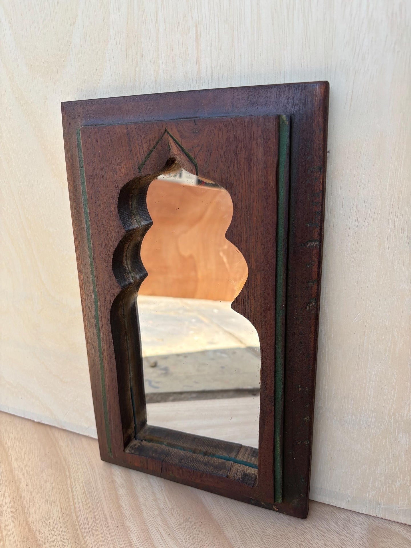 antique wooden mirror wall hanging for decoration.