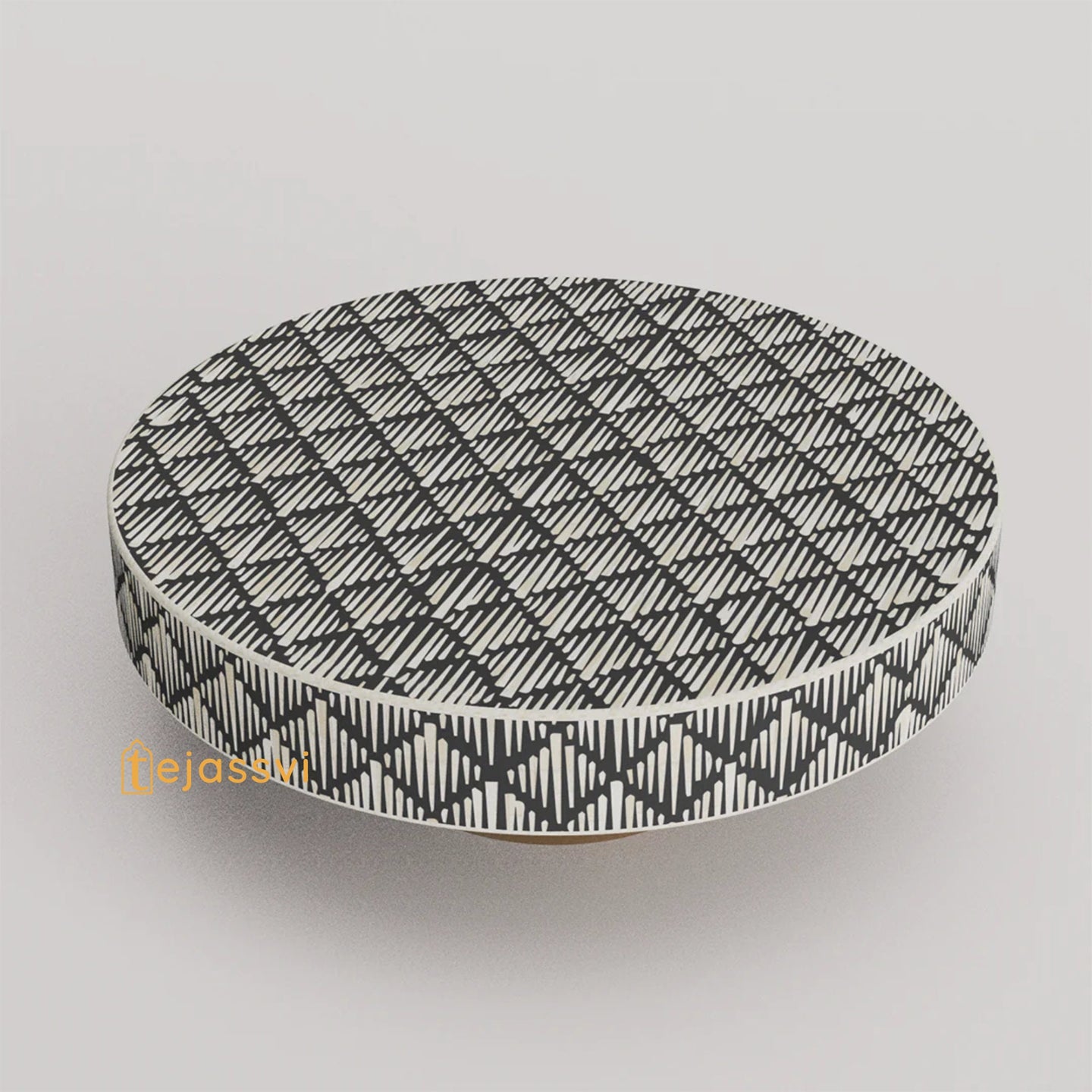 Wooden Stripe pattern Coffee Table/Handmade Inlay Coffee Table/Center Table/Bone Inlay Round Coffee Table/Wooden Cocktail Table/Coffee table