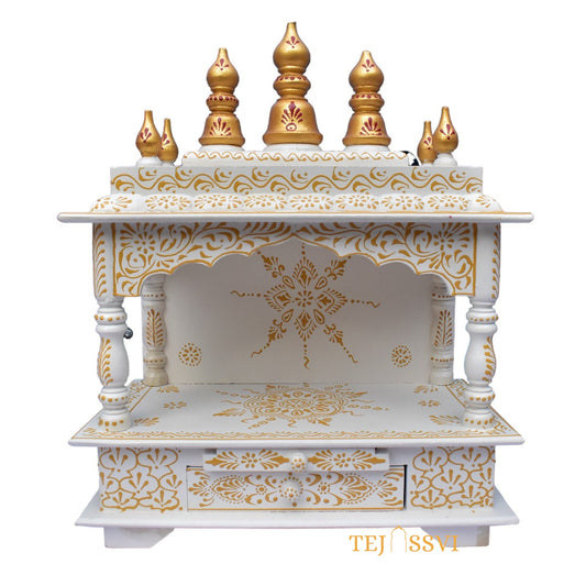 Wooden Open Temple Pooja Mandir | Beautiful Wall Hanging Small Wooden Temple for Home | Wooden Prayer Room, Alter, Shrine, Pooja Ghar