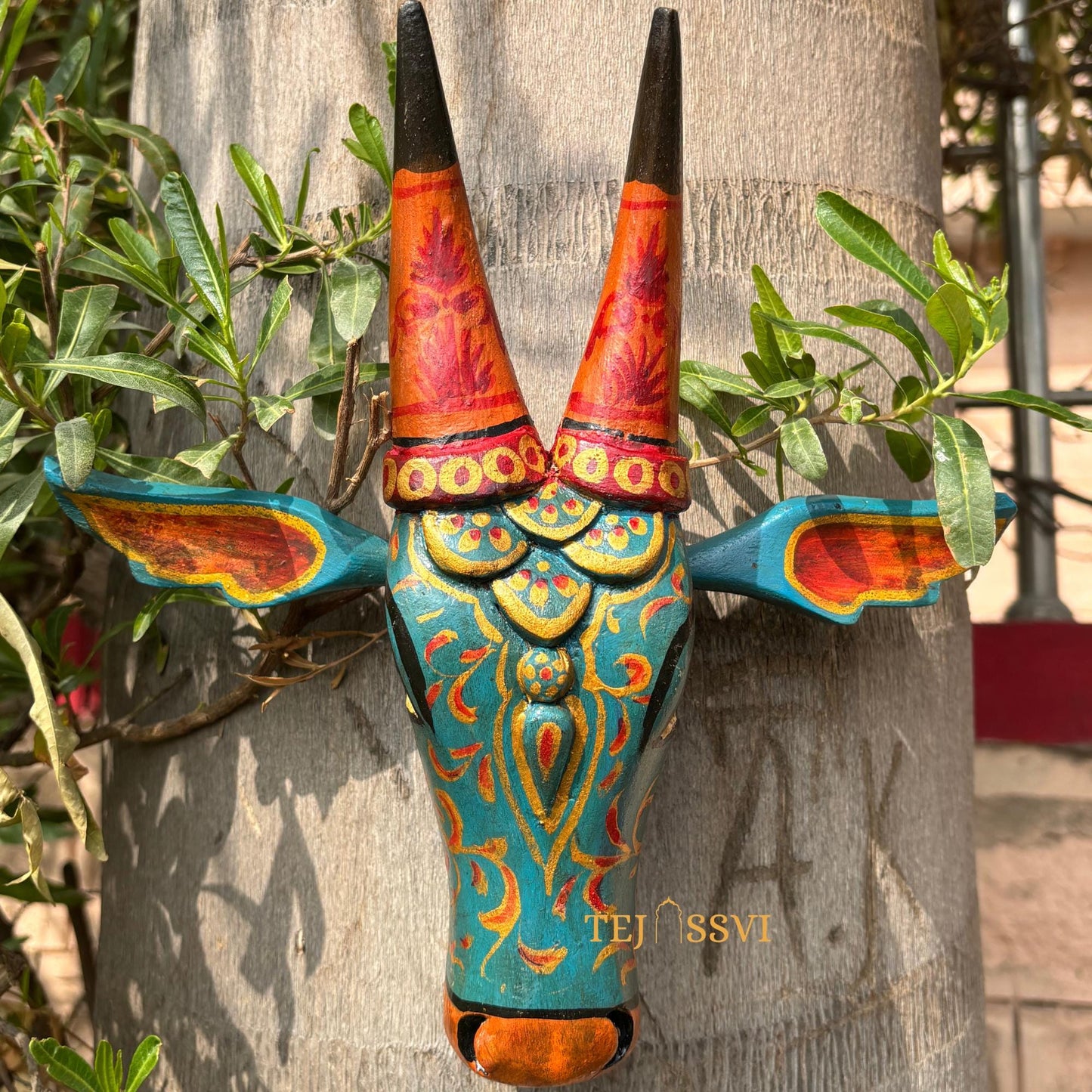 Wooden Cow Head | Bull | Nandi Head Mask Wall Décor. Wooden Wall Hanging. Ethnic Indian Art Best Minimalist Gift Idea for Christmas/Diwali