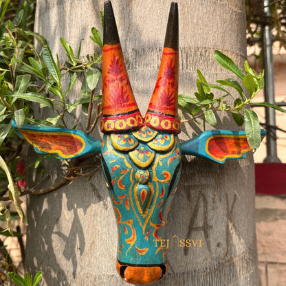 Wooden Cow Head | Bull | Nandi Head Mask Wall Décor / Wooden Wall Hanging / Ethnic Indian Art Best Minimalist Gift Idea for Christmas/Diwali.