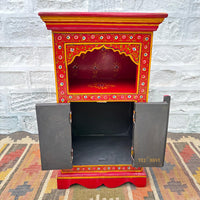 Handmade Hand Painted Bedside Table in Red & yellow / Home Décor Table / Hand painted Side Table / Indian Moroccan painted Furniture.