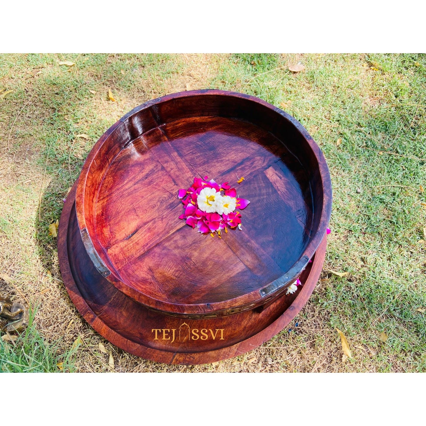 Wooden Coffee Table Natural Hand Made Carved Round Indian Grinder Table Chakki Table,Central Home Decor SideTable, Beautiful Handicraft Art