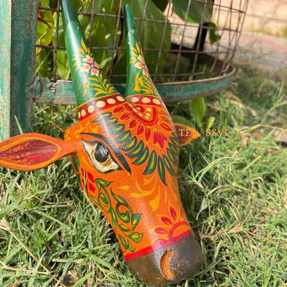 Wooden Cow Head | Bull | Nandi Head Mask Wall Décor / Wooden Wall Hanging / Ethnic Indian Art Best Minimalist Gift Idea for Christmas/Diwali.