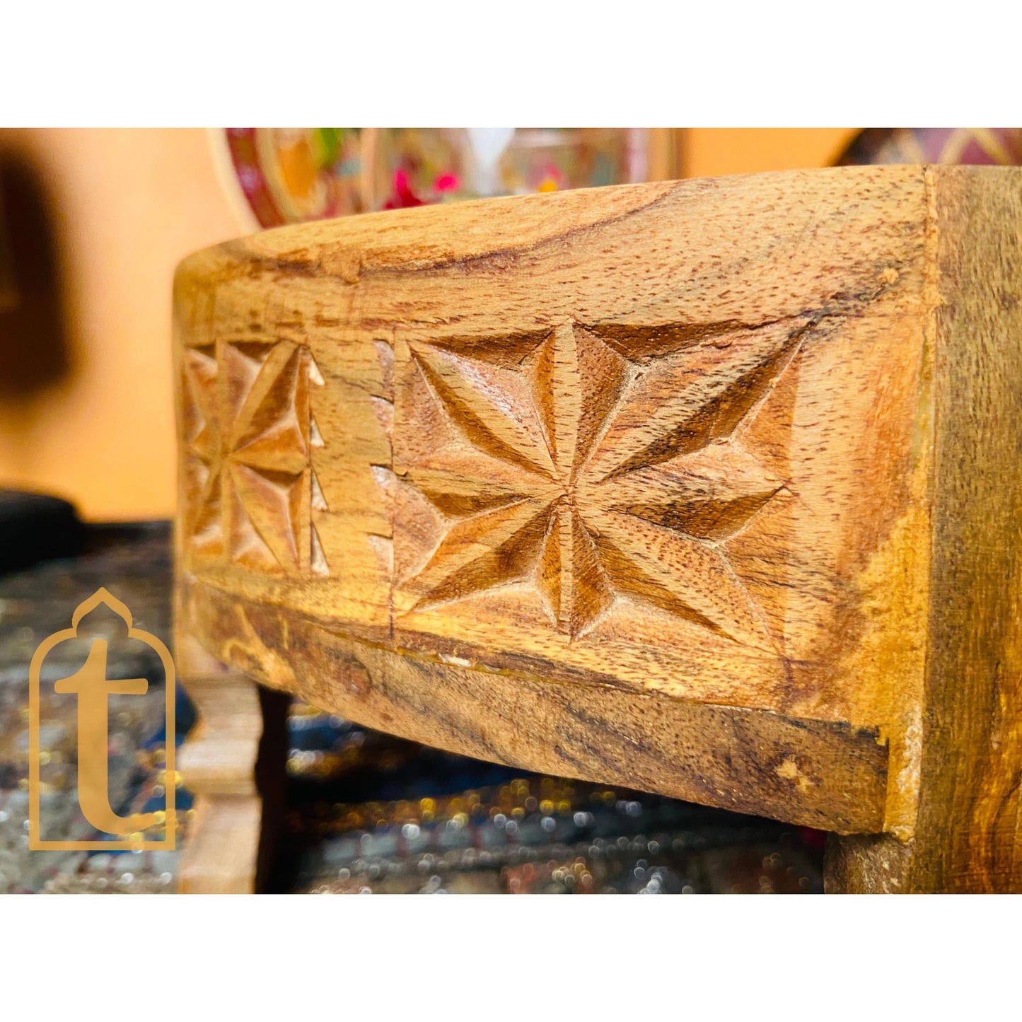 Wooden Chakki Table, Indian Carved Coffee Table, Indian Handicraft Coffee Table, Grinder Coffee Table, Garden Coffee Table