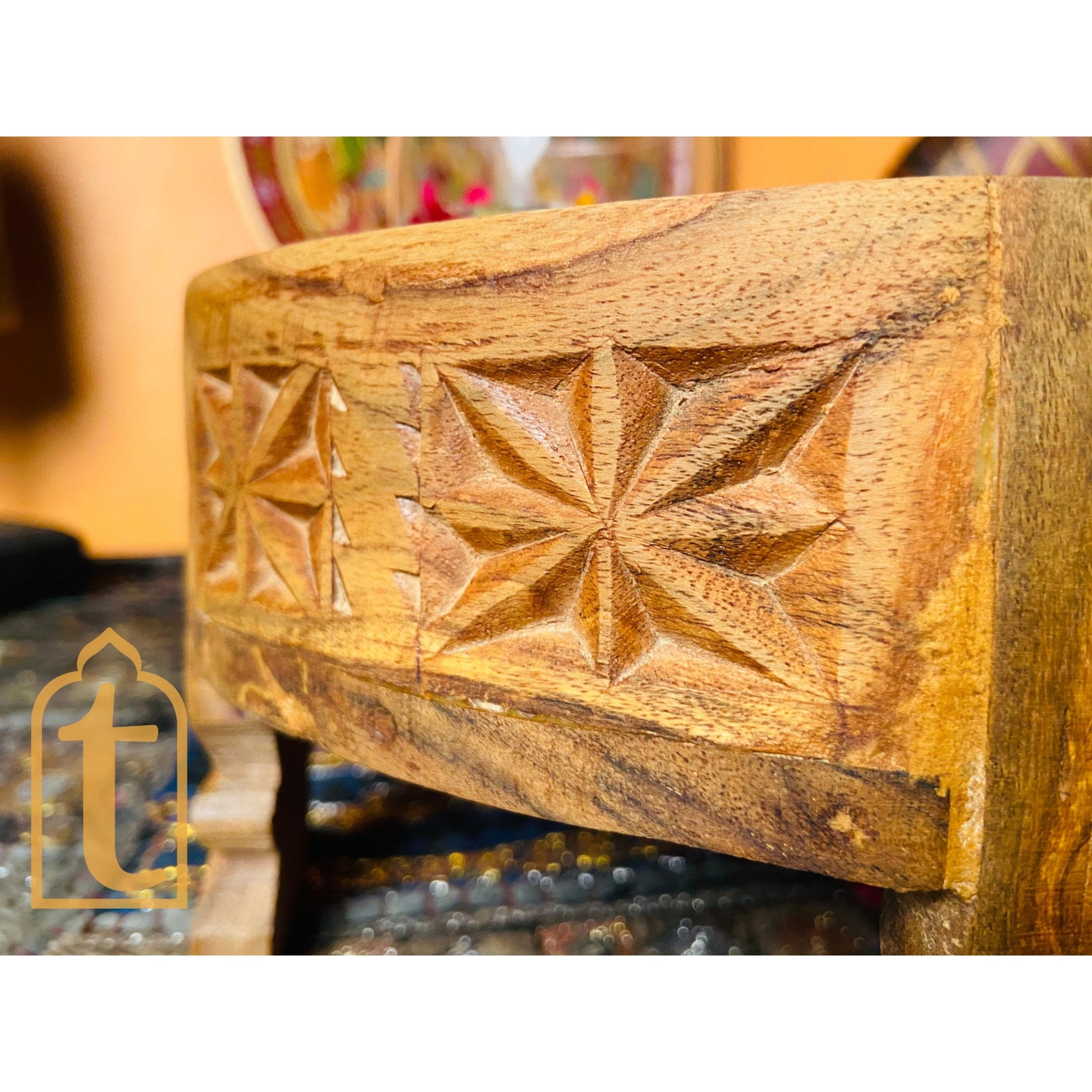 Wooden Chakki Table, Indian Carved Coffee Table, Indian Handicraft Coffee Table, Grinder Coffee Table, Garden Coffee Table