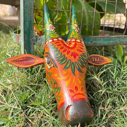 Wooden Cow Head | Bull | Nandi Head Mask Wall Décor / Wooden Wall Hanging / Ethnic Indian Art Best Minimalist Gift Idea for Christmas/Diwali.