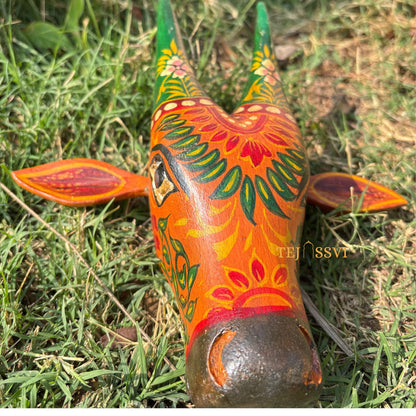 Wooden Cow Head | Bull | Nandi Head Mask Wall Décor / Wooden Wall Hanging / Ethnic Indian Art Best Minimalist Gift Idea for Christmas/Diwali.
