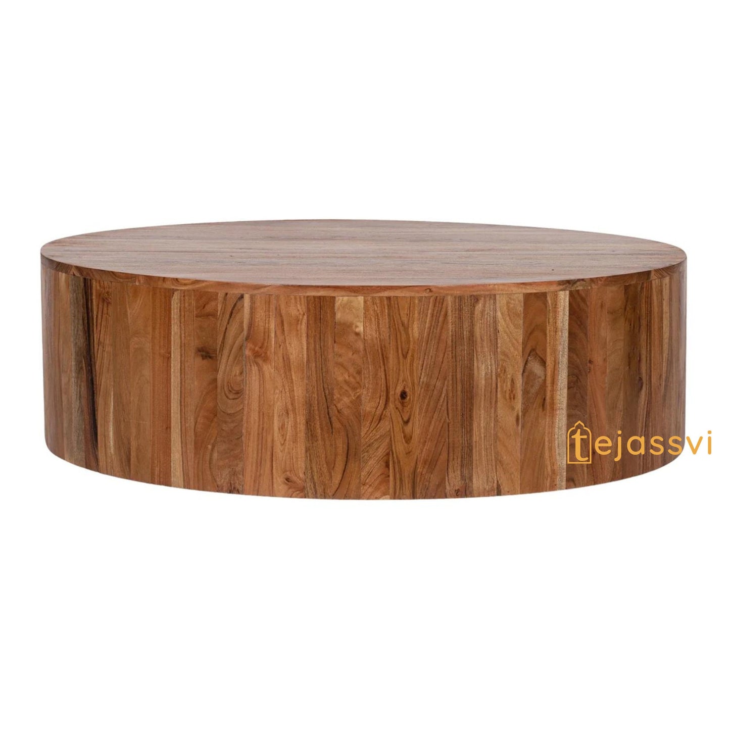 Handmade natural wooden Round coffee table | Wooden center table for living area | Modern cocktail table | Indian wooden luxury furniture.