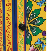 Hand Painted Solid Wood Bedside Cabinet With 1 Door In Yellow Color /  Night Stand Hand Painted Night lamp Stand.