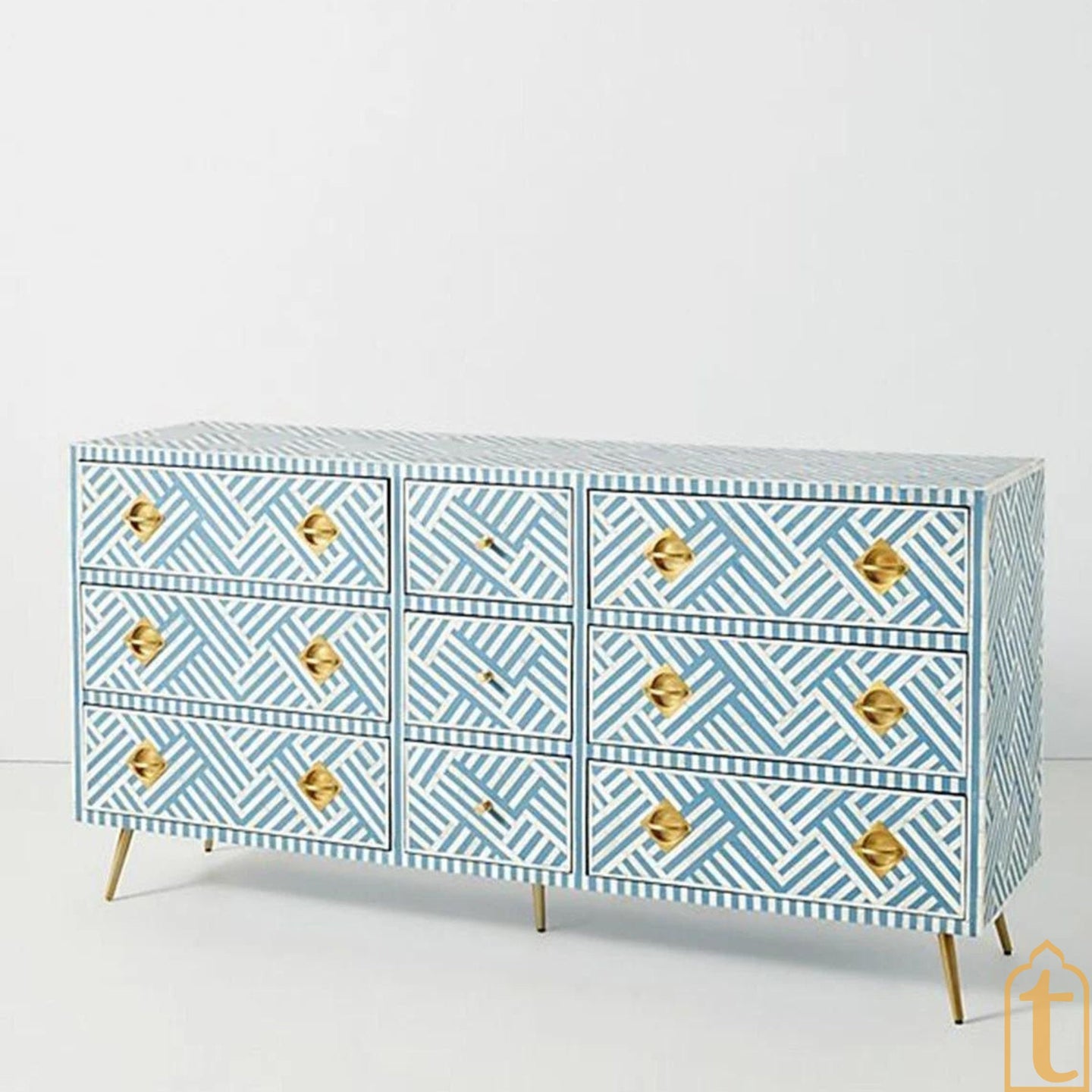 Bone inlay Buffet/Large Dresser Bone inlay 9 Drawer Dresser/Bone Inlay Sideboard/Bone Inlay Moroccan Chest of 9 Drawer/Bone Inlay Furniture,