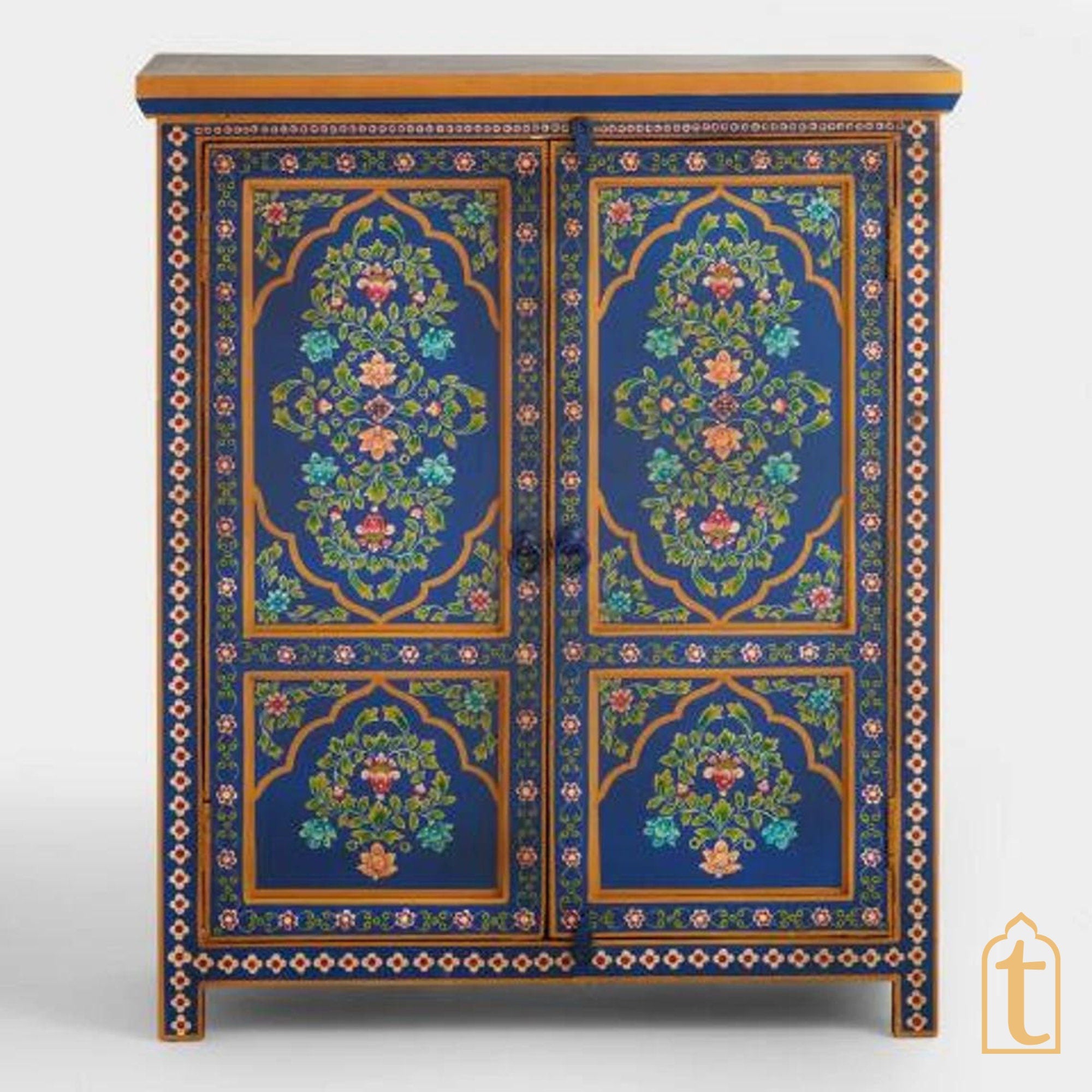 Wooden Hand Painted Sideboard and Luxury Furniture for Home Décor