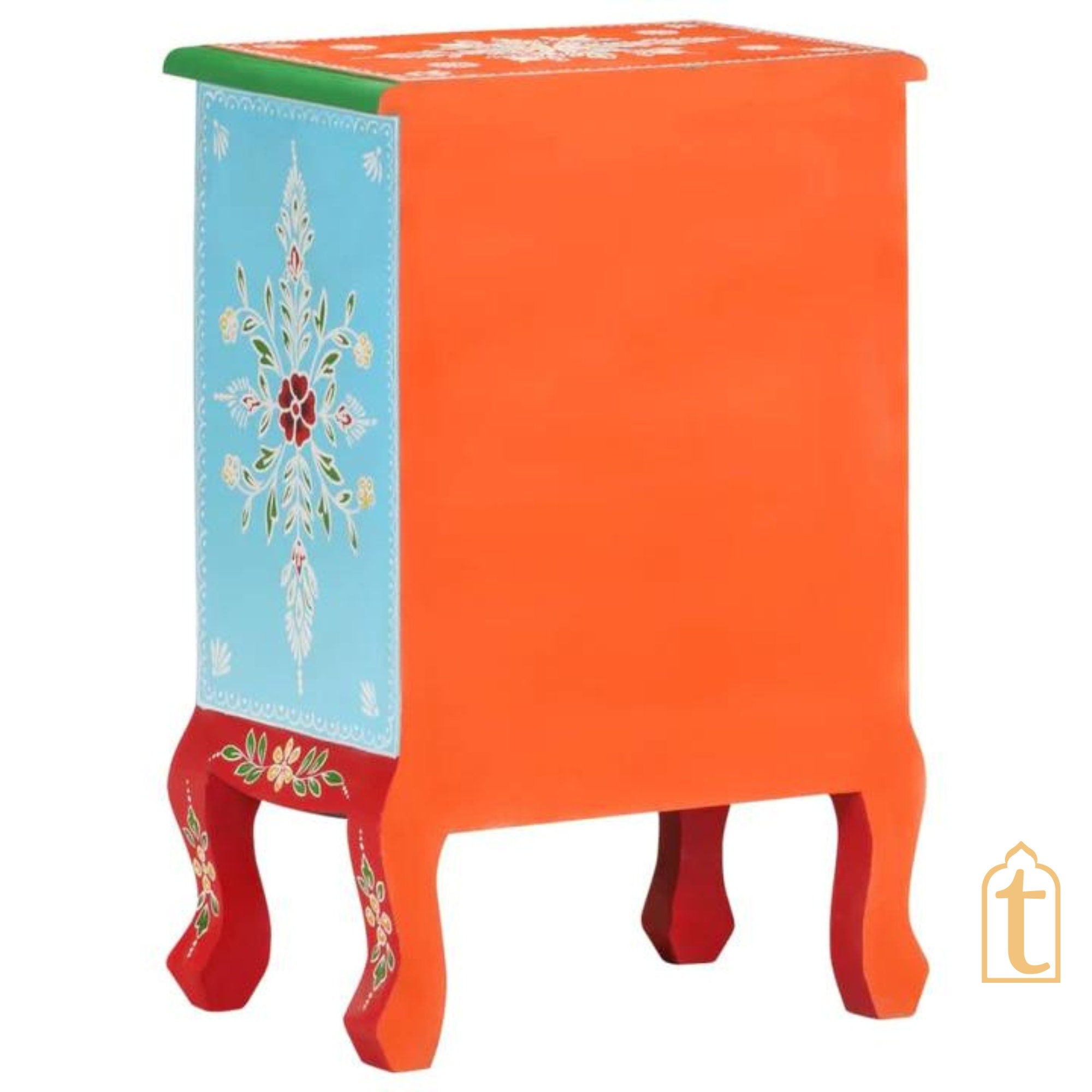 Hand painted Wooden Bedside Table Drawer-Almirah / Bedroom Decorative Night Lamp Stand Table / Beautiful Painted Wooden Cupboard.