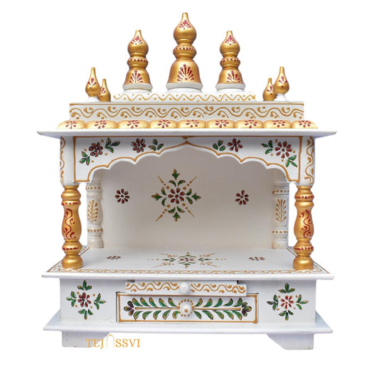 Wooden Open Temple Pooja Mandir | Beautiful Wall Hanging Small Wooden Temple for Home | Wooden Prayer Room Alter Shrine Handmade Pooja Ghar