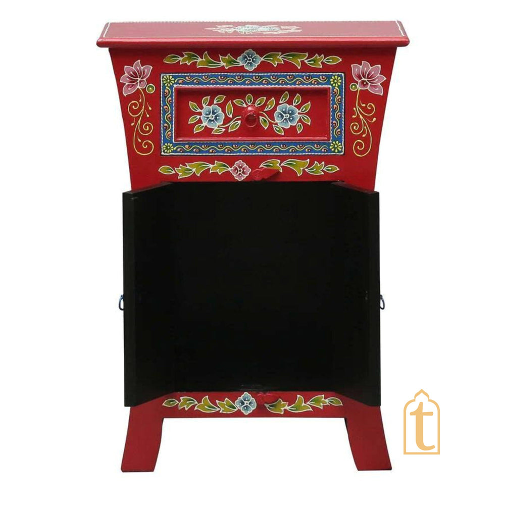 Indian Hand painted Wooden Chest Drawers | Side Table / Chest of Drawers for Living Room | Traditional Side hand-painted Table with Drawers.