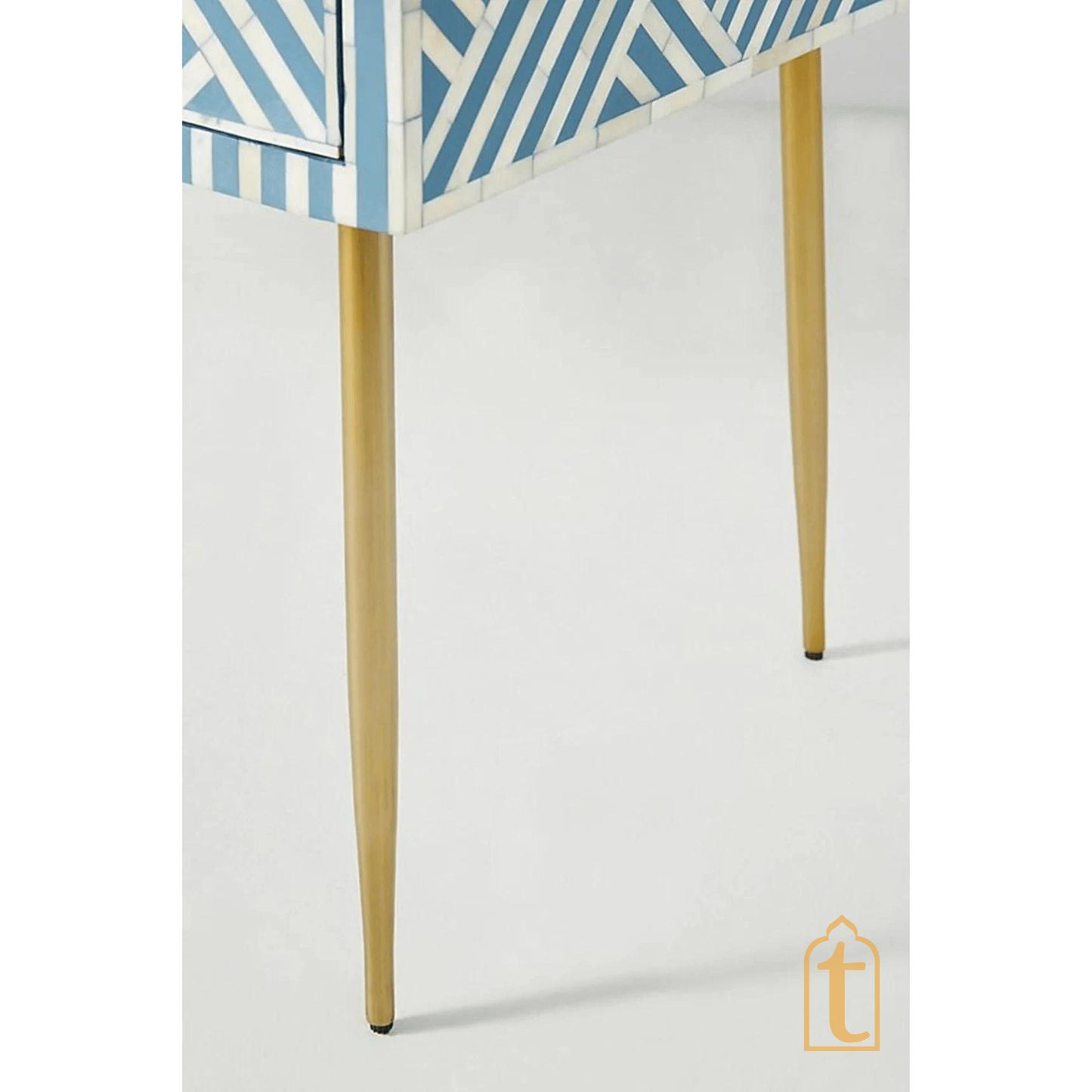 Bone inlay Work Desk | laptop table | console table, Bone Inlay Optical Design 2 Drawers Desk Sky Blue,  Optical Design Study wooden Table.