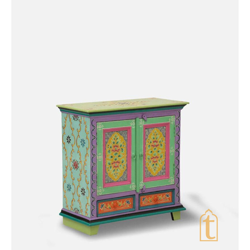 Wooden Hand Painted Hand painted Wooden Chest Drawers / Side Table | Small Chest of Drawer for Living Room | Traditional Side Table with Drawers.