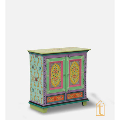 Hand Painted Hand painted Wooden Chest Drawers, Side Table | Small Chest of Drawer for Living Room | Traditional Side Table with Drawers.