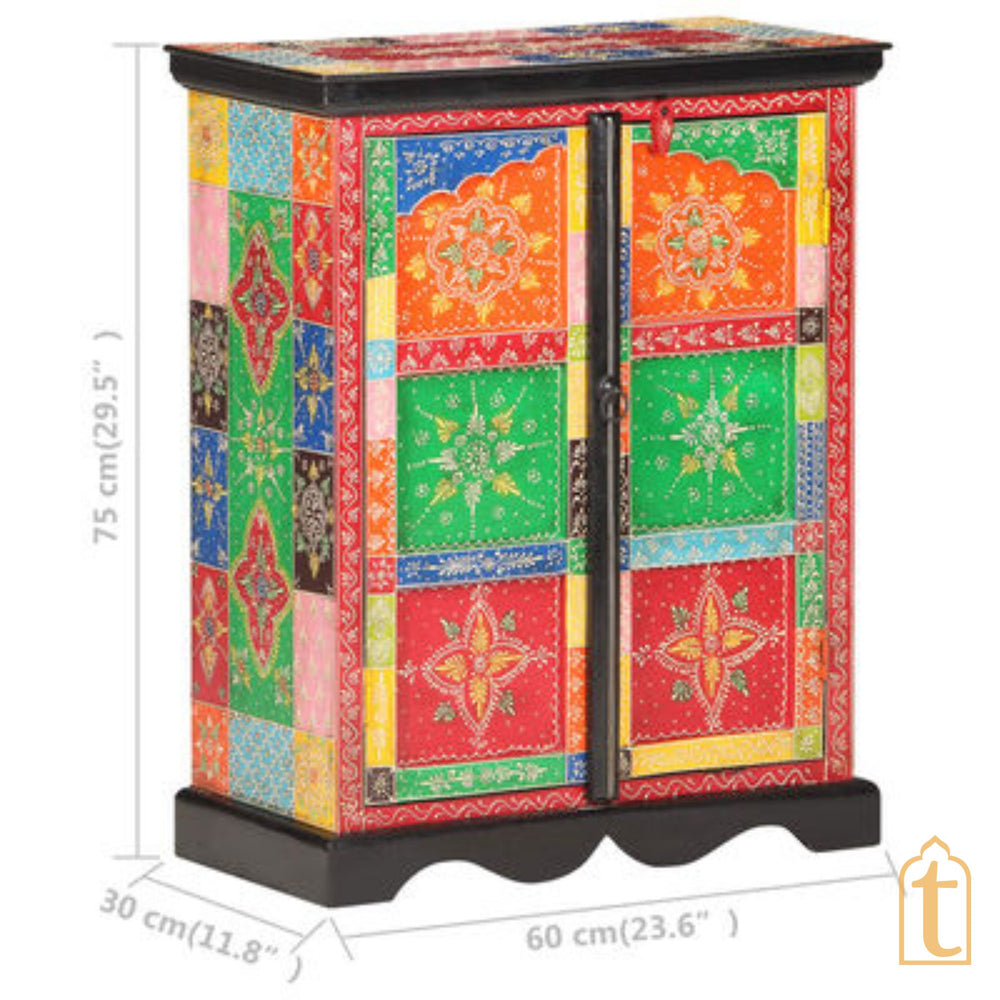 Wooden Indian Beautiful Hand Painting Side Board / Handmade Furniture / Side Table Indian Handicrafts Décor / Home Cupboard / Storage Cabinet.