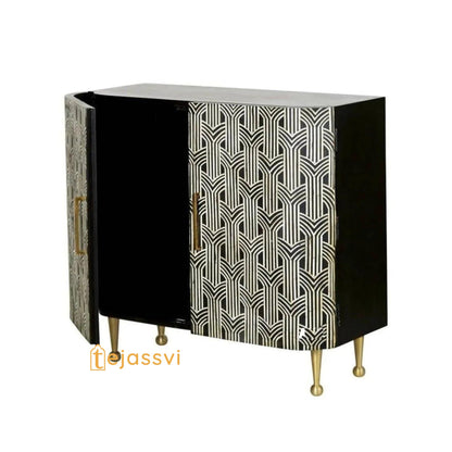 Handmade Bone Inlay 2 Doors Vintage Cabinet | Custom Storage Table Furniture ,Storage Unit ,Media Console, Media Cabinet, wooden side boards
