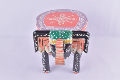 Wood Elephant Stool Indian Hand Carving Wooden Elephant / Coffee Table Hand Made Embossed Painted Fine Work Home Décor Collectible Indian Art.