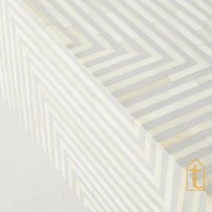 Handmade Modern Striped Pattern Coffee Table / Bone Inlay Wooden Coffee Table / Wooden Furniture / Rectangle Coffee Table / Bone Inlay Cocktail Table.