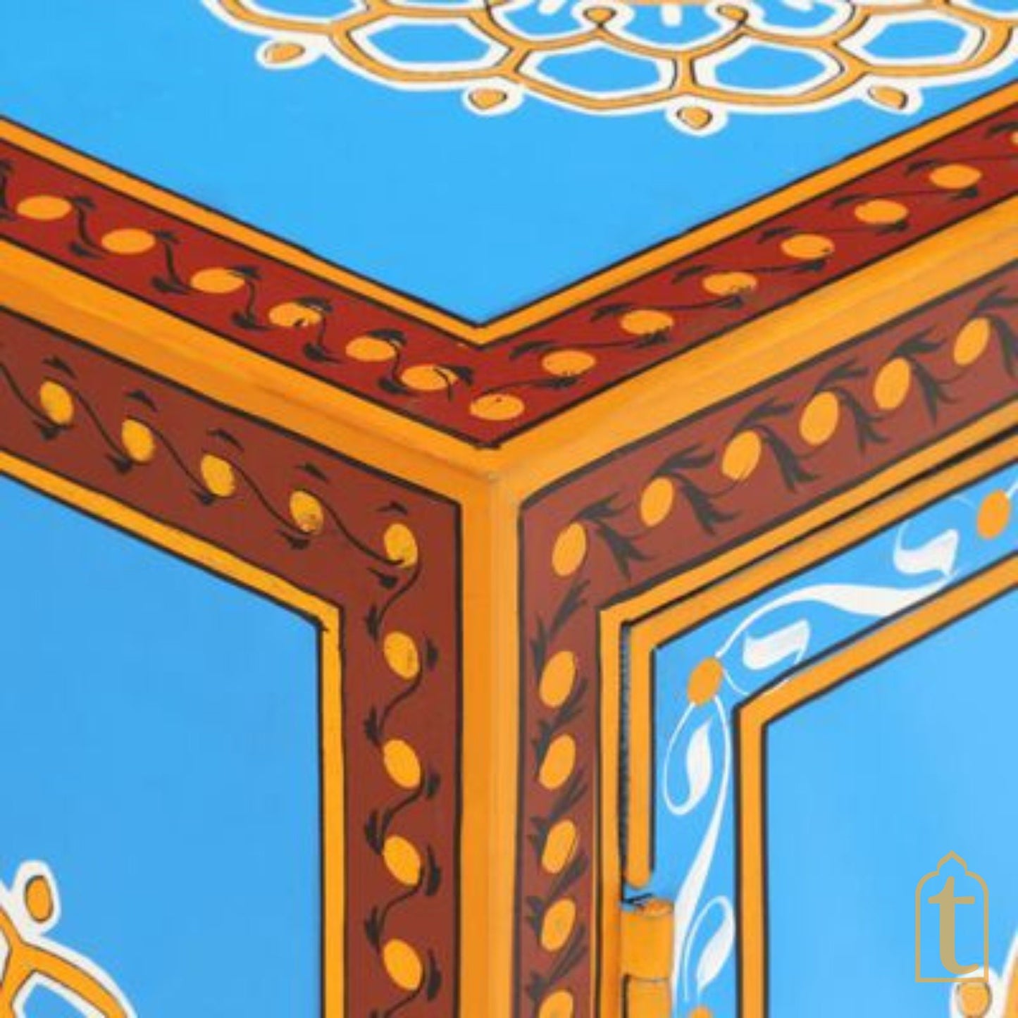 Wooden painted bedside table / bedside cabinet with hand painting/ Bedside cupboard/ Indian painted bedside cabinet/ painted bedside.