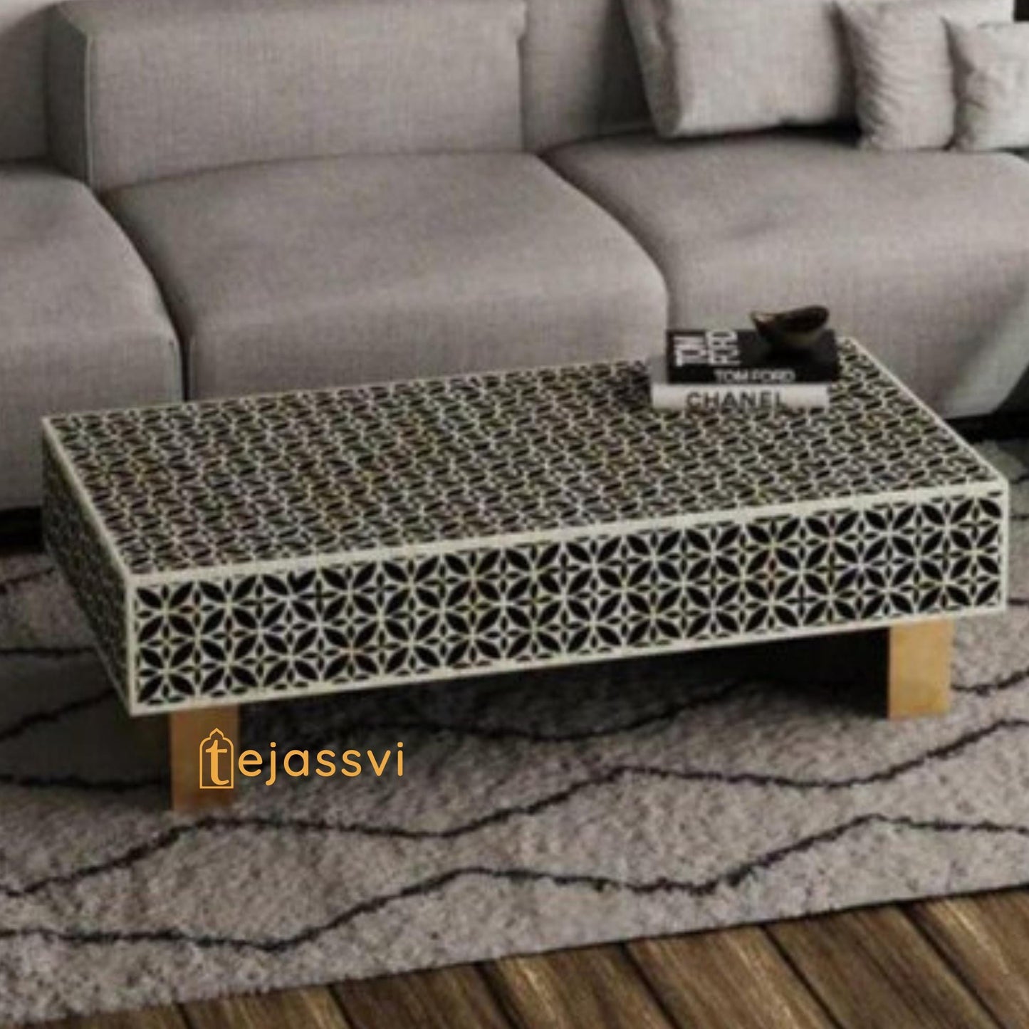 Wooden Luxury Coffee Table/Bone Inlay Coffee Table/Centre Coffee Table/Bone Inlay Furniture/Bone Inlay Cocktail Table/Wooden Coffee Table.