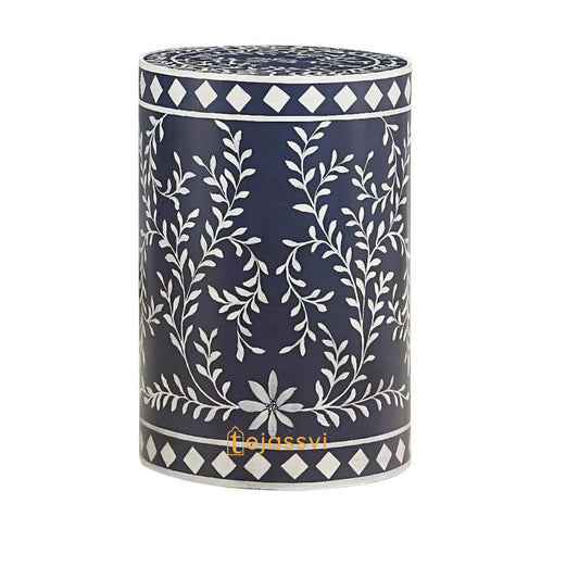 Bone Inlay Handmade Modern Cylindrical Design Side Table | Bone Inlay Stool | Bone Inlay Antique sofa side Table/MOP Modern Luxury Furniture