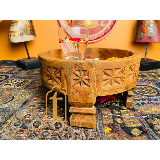 Wooden Chakki Table, Indian Carved Coffee Table, Indian Handicraft Coffee Table, Grinder Coffee Table, Garden Coffee Table.
