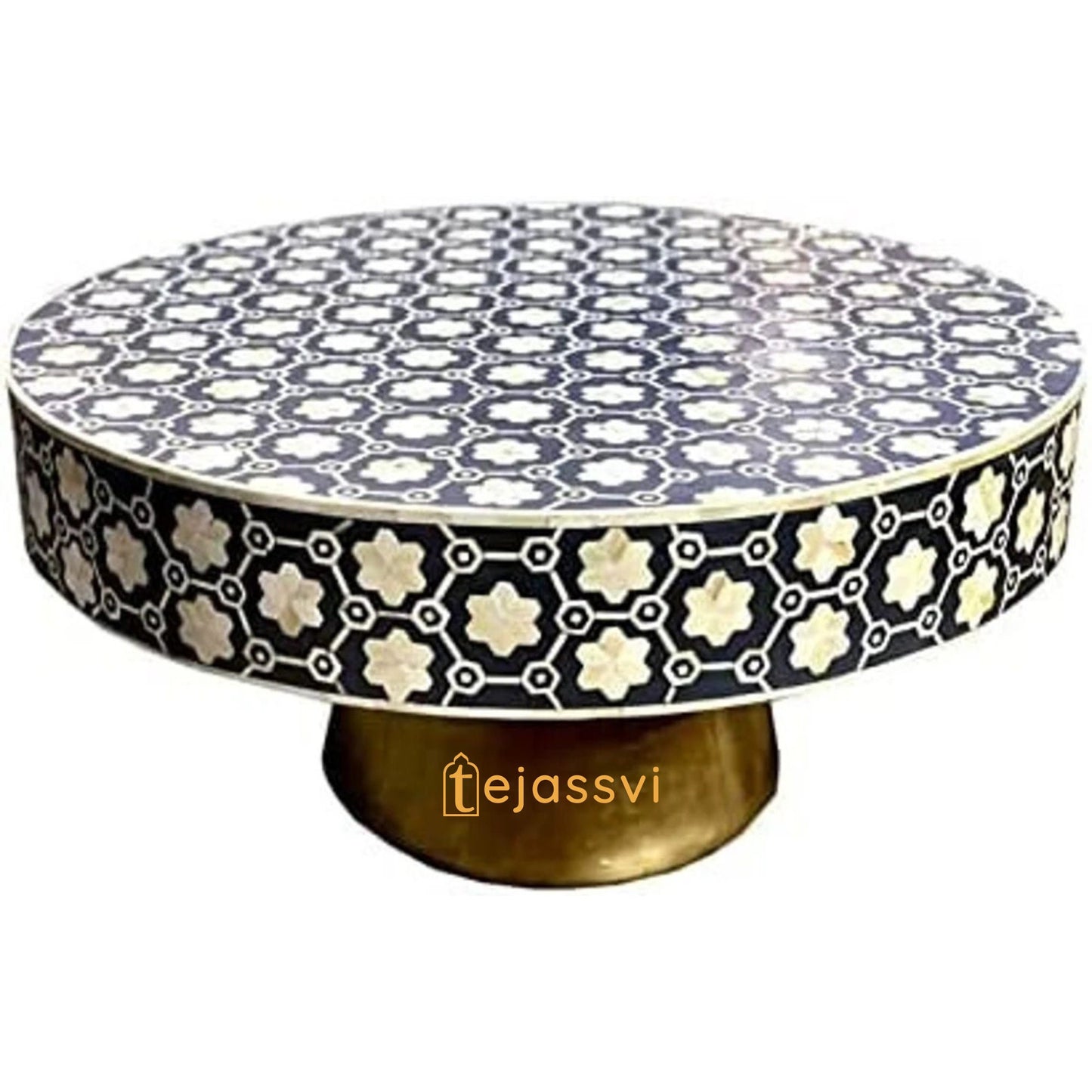 Wooden Floral Design Coffee Table/Center Table/Bone Inlay Round Coffee Table/Wooden Coffee Table, Bone Inlay Cocktail Table/MOP Inlay Table.