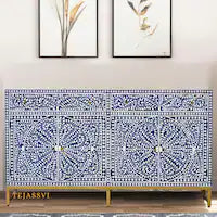 Bone Inlay Furniture - Bone inlay Sideboard With Brass Leg / Bone Inlay Chest of Drawers / Bone Inlay Drawers Dresser / Bone Inlay Console.