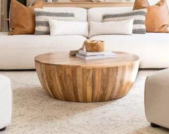 Wood Coffee table wooden Cocktail Table Unique table Hand made Round Beautifully Home Decor Table Indian Handcrafted Art.