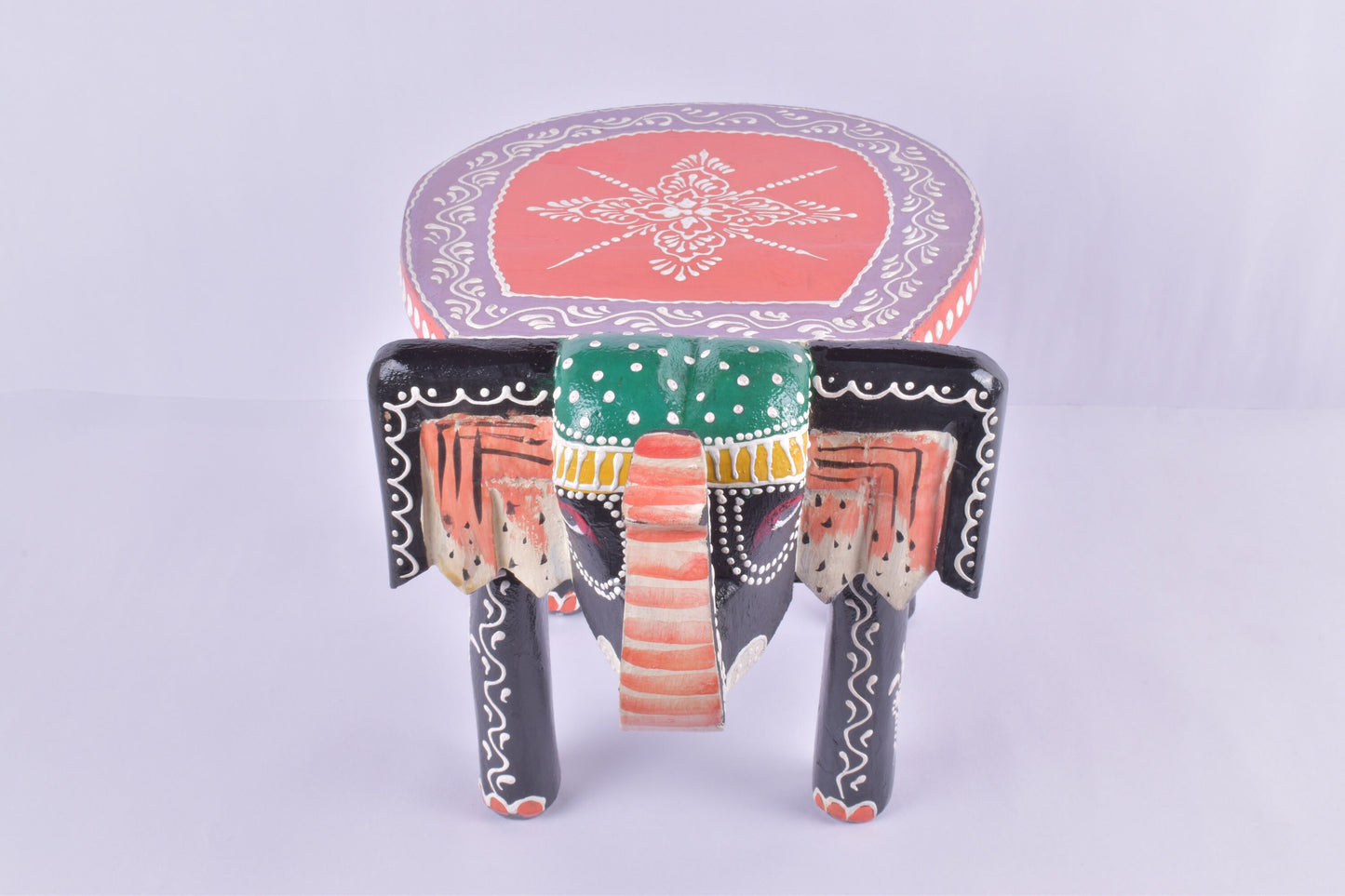 Elephant Stool Wood  Indian Hand Carving Wooden Elephant Coffee table Hand Made Embossed Painted Fine Work Home Decor Collectible Indian Art