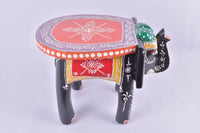 Elephant Stool Wood Indian Hand Carving Wooden Elephant Coffee Table / Hand Made Embossed Painted Fine Work Home Décor Collectible Indian Art.