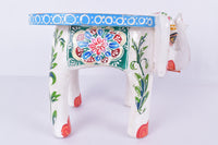 Elephant Stool Wood Indian Hand Carving Wooden Elephant Coffee Table / Hand Made Embossed Painted Fine Work Home Décor Collectible Indian Art.
