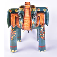 Elephant Stool Wood Indian Hand Carving Wooden Elephant Coffee Table / Hand Made Embossed Painted Fine Work Home Décor Collectible Indian Art.