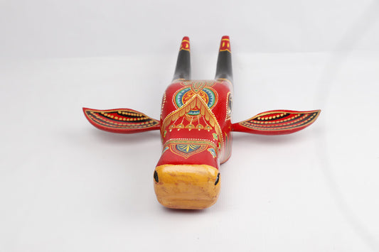 Wooden Painted Cow Head | Bull | Nandi Head Mask Wall Décor. Wooden Wall Hanging. Ethnic Indian Art.